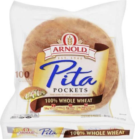 How much fat is in whole wheat pita pockets (8) - calories, carbs, nutrition