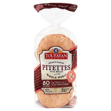 How much fat is in whole wheat pitettes - calories, carbs, nutrition