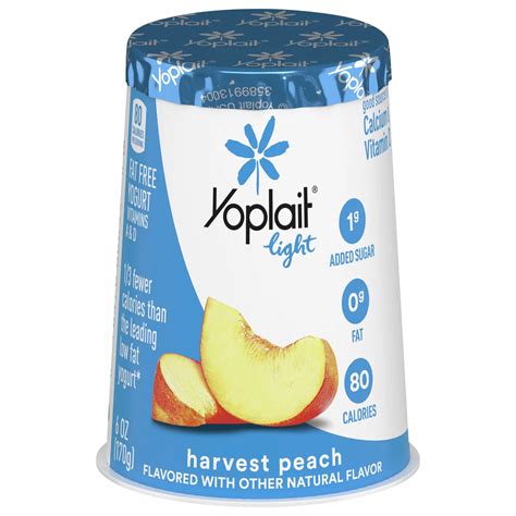 How much fat is in yoplait fat free harvest peach yogurt - calories, carbs, nutrition