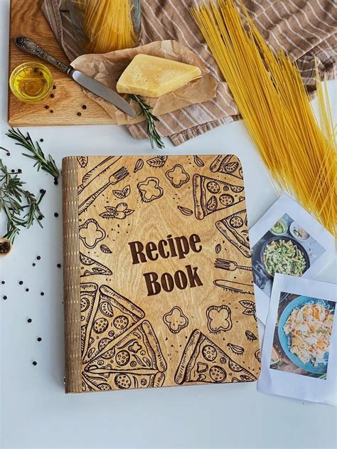 What are some creative ideas for decorating my wood recipe book?