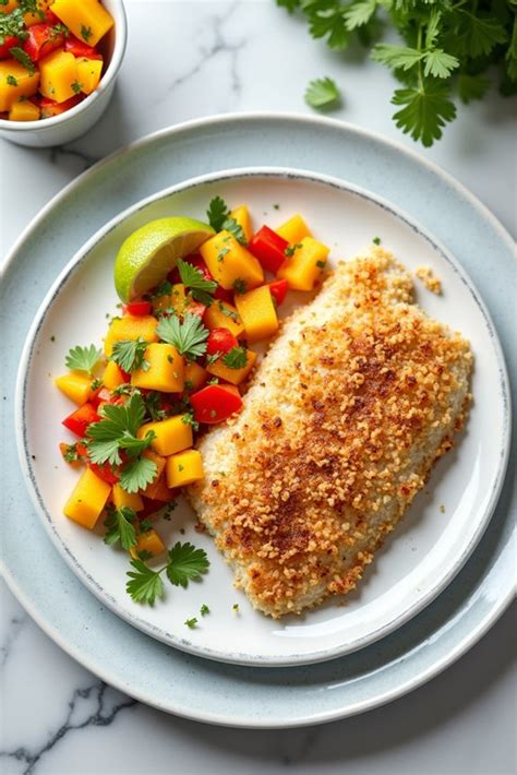 Almond Coconut Tilapia with Salsa - calories, carbs, nutrition