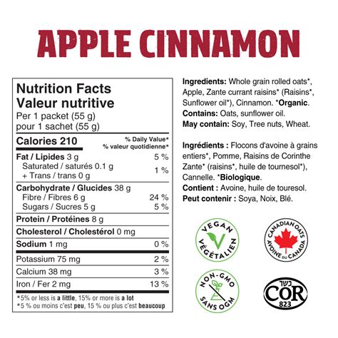 Apple Cinnamon Oatmeal - calories, carbs, nutrition