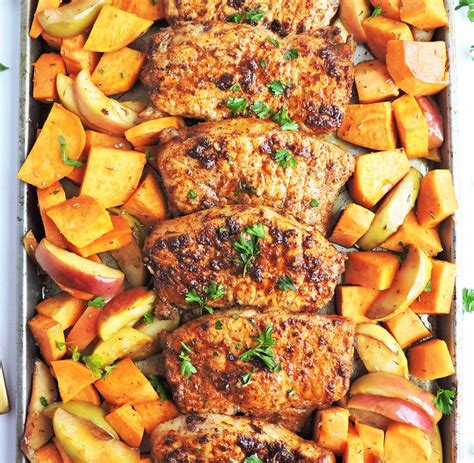 Apple Smoked Pork Chops with Dijon-Bourbon Glaze, Baked Sweet Potato Fries and Braised Kale - calories, carbs, nutrition