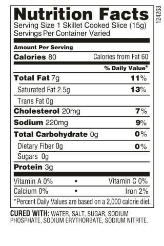 Applewood Bacon - calories, carbs, nutrition