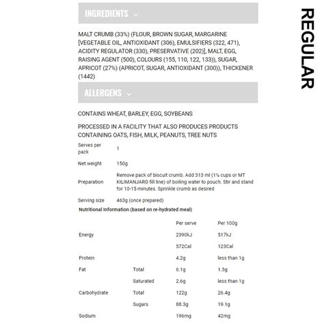 Apricot Crumble - calories, carbs, nutrition