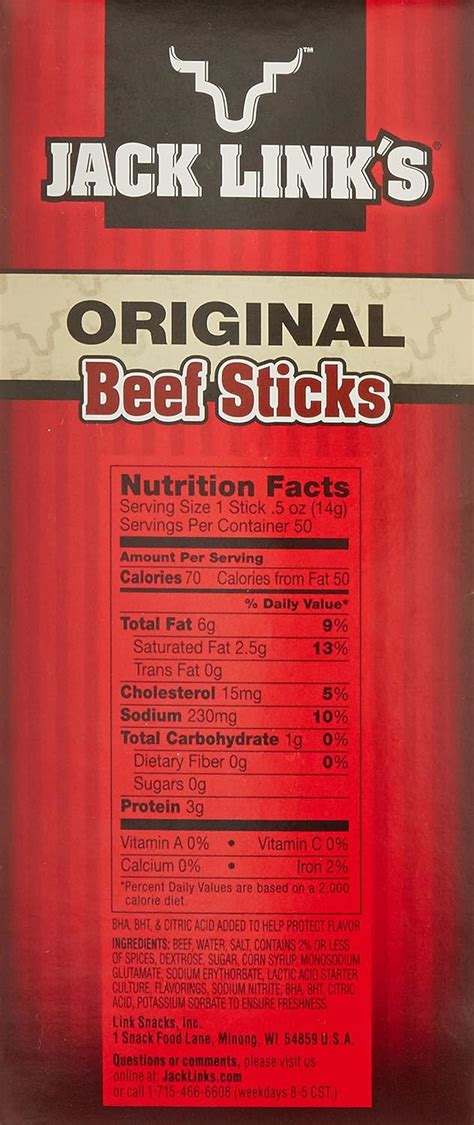 Bacon and beef sticks - calories, carbs, nutrition