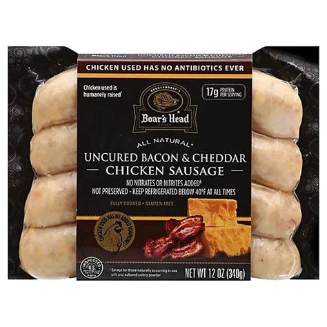 Bacon & Cheddar Chicken Sausage - calories, carbs, nutrition