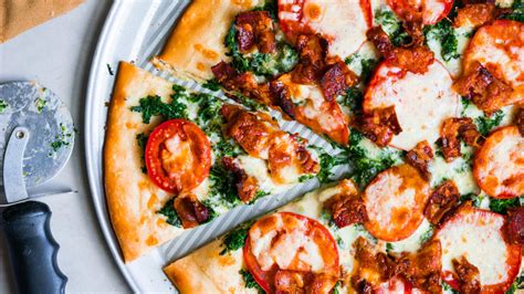 Bacon Tomato Spinach and Cheese Pizza - calories, carbs, nutrition