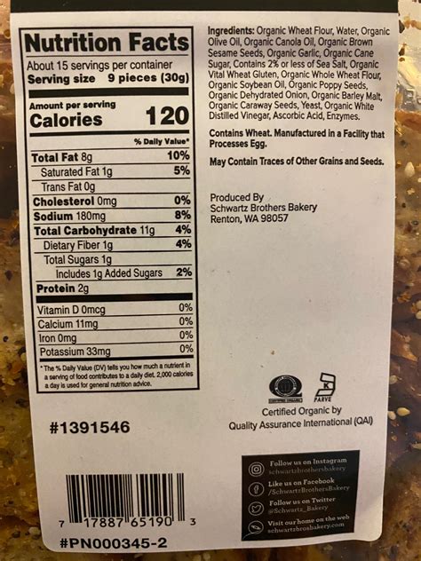 Bagel Chips - calories, carbs, nutrition