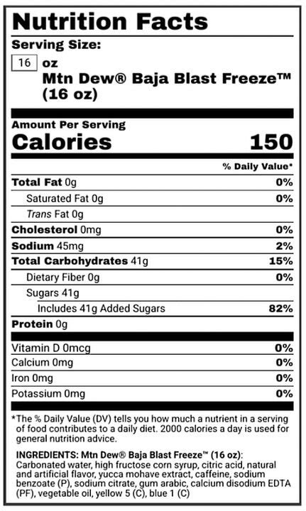 Baja Blast - calories, carbs, nutrition