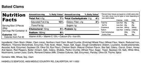 Baked Clams - calories, carbs, nutrition