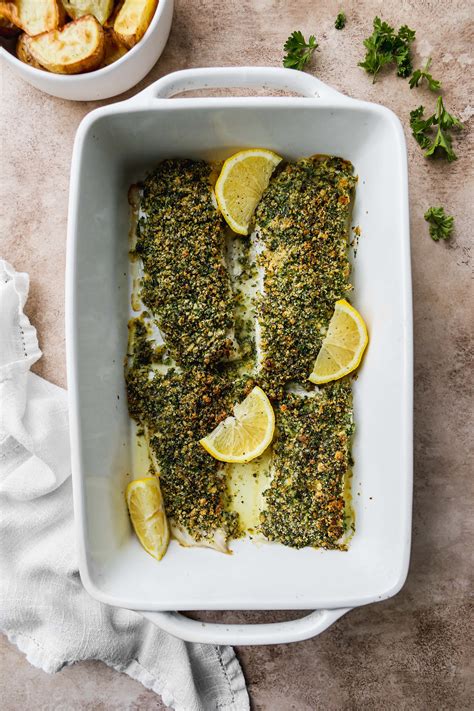 Baked Cod with Herb Crust, Brushed with Oil - calories, carbs, nutrition