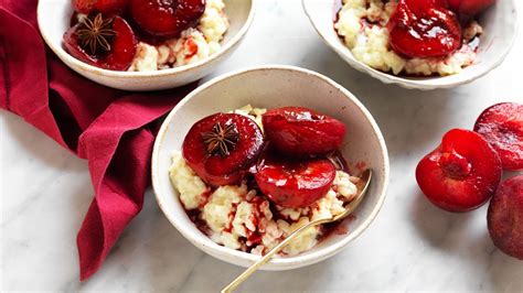 Baked Rice Pudding served with Stewed Plums - calories, carbs, nutrition