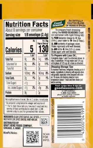 Balsamic Mix - calories, carbs, nutrition