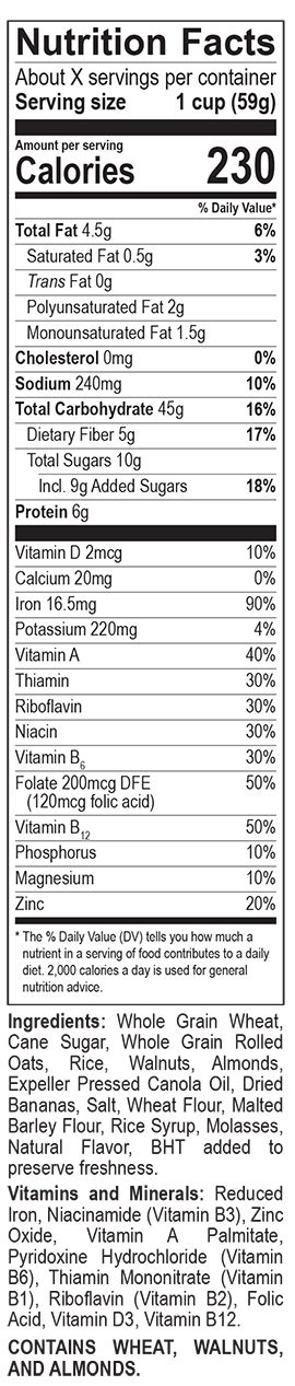 Banana Nut Cereal - calories, carbs, nutrition