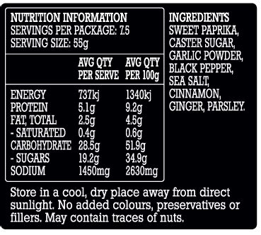 Barbecue Spice - calories, carbs, nutrition