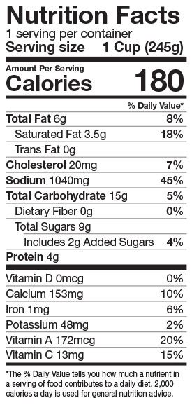 Basil Tomato Soup - calories, carbs, nutrition