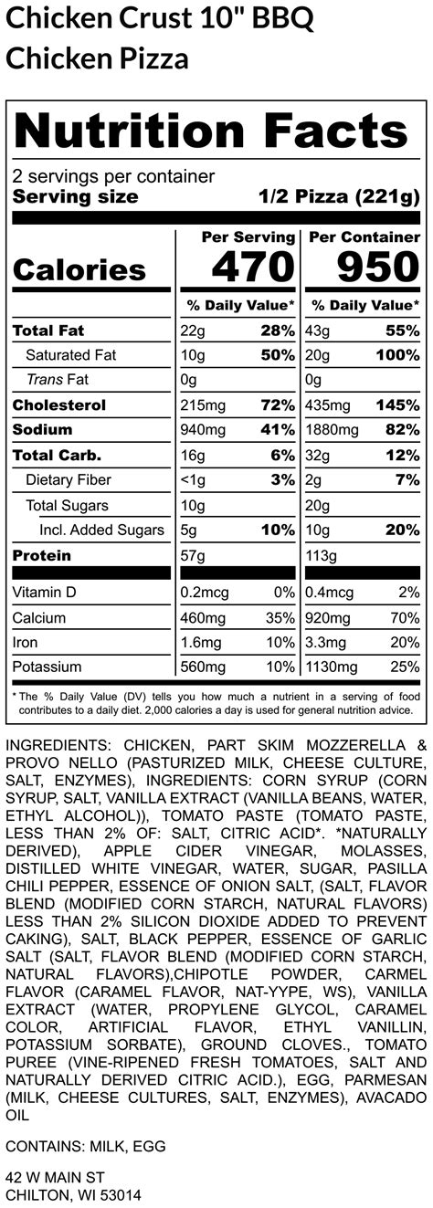 BBQ Chicken Pizza, Topped Crust - calories, carbs, nutrition