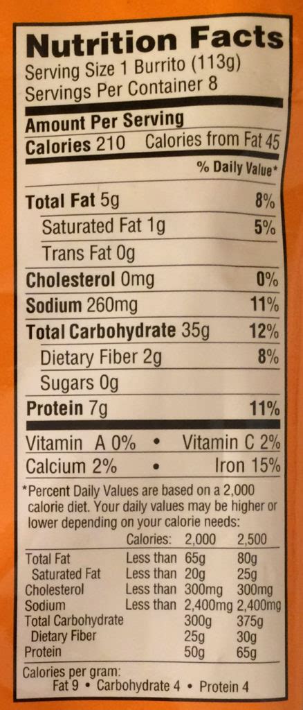 Bean & Cheese Burrito - calories, carbs, nutrition