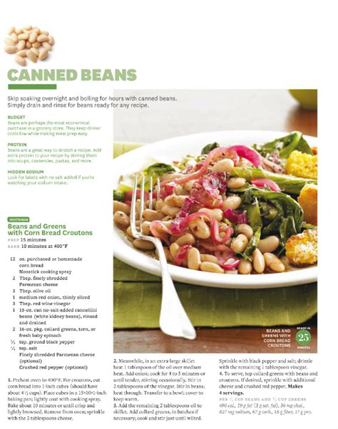 Beans and Greens with Cornbread Croutons - calories, carbs, nutrition