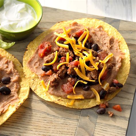 Beef & Bean Flour Tostadas - calories, carbs, nutrition