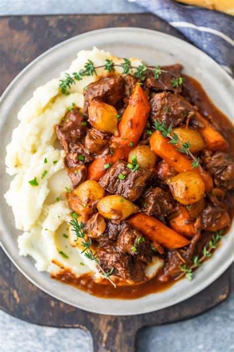 Beef Bourguignon Served with Savoy Cabbage and Creamed Potatoes - calories, carbs, nutrition