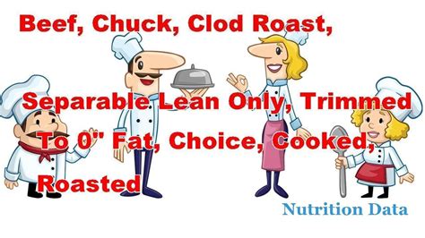 Beef, chuck, clod roast, separable lean only, trimmed to 0" fat, choice, cooked, roasted - calories, carbs, nutrition