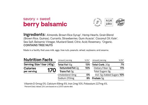 Berry Balsamic - calories, carbs, nutrition