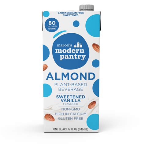 Beverages, almond milk, sweetened, vanilla flavor, ready-to-drink - calories, carbs, nutrition