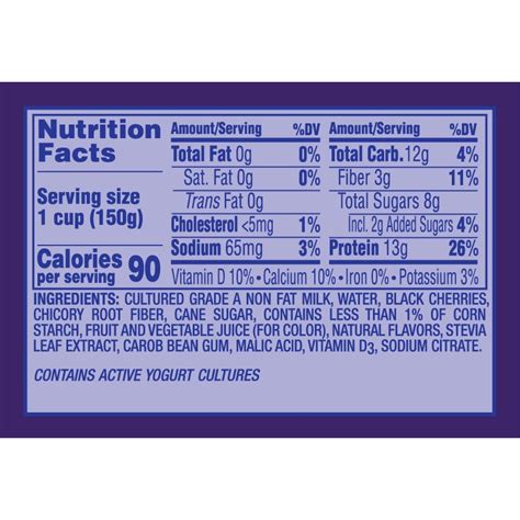 Black Cherry Light Yogurt - calories, carbs, nutrition