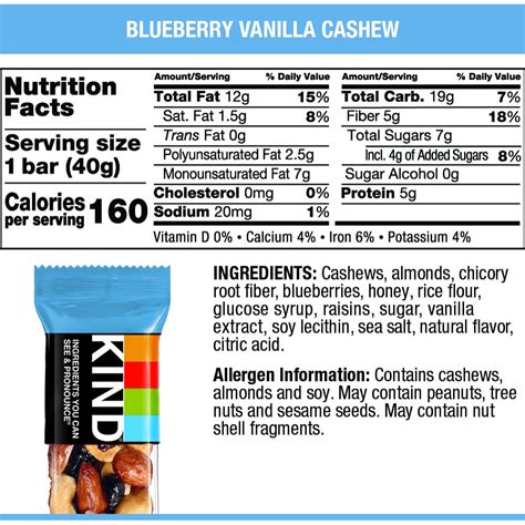 Blueberry Vanilla and Cashew - calories, carbs, nutrition