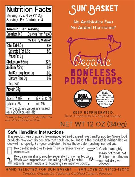 Boneless Center Cut Pork Chops - calories, carbs, nutrition