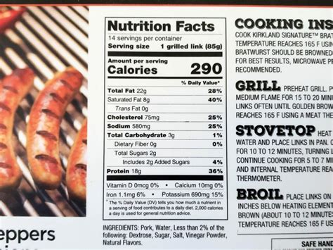 Bratwurst - calories, carbs, nutrition