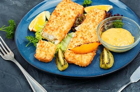 Breaded Fried Pollock with Dill Sauce - calories, carbs, nutrition