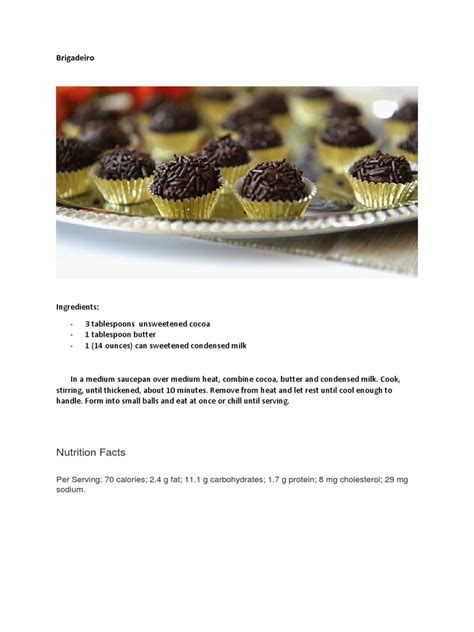 Brigadeiro - calories, carbs, nutrition