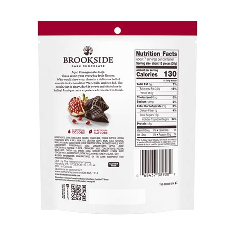 Brook Side Dark Chocolate Pomegranate - calories, carbs, nutrition