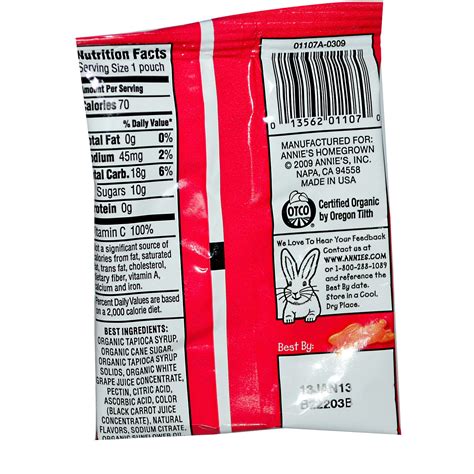 Bunny Fruit Snacks - calories, carbs, nutrition