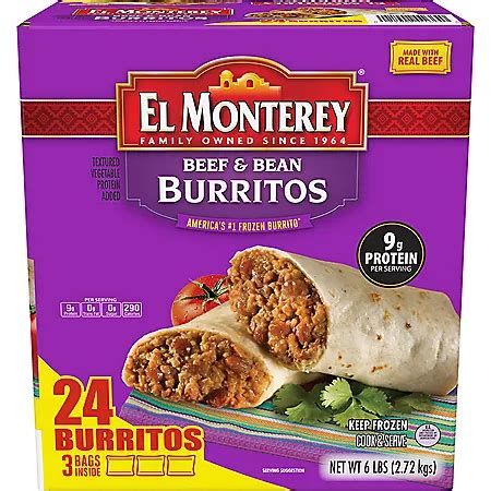 Burrito, beef and bean, frozen - calories, carbs, nutrition