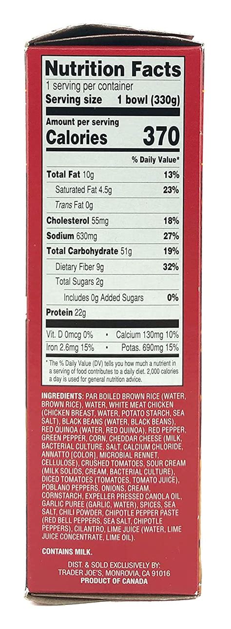 Burrito, Chicken Trader Joe's - calories, carbs, nutrition