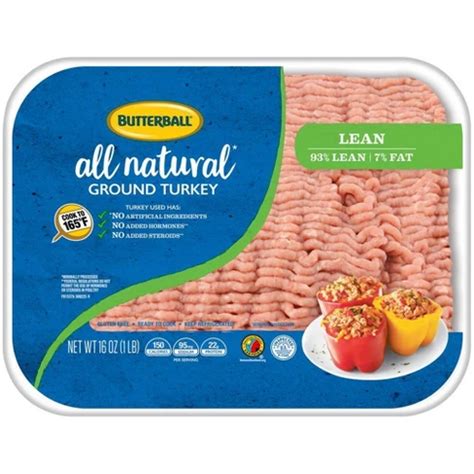 Butter Ball Ground Turkey 93/7 - calories, carbs, nutrition