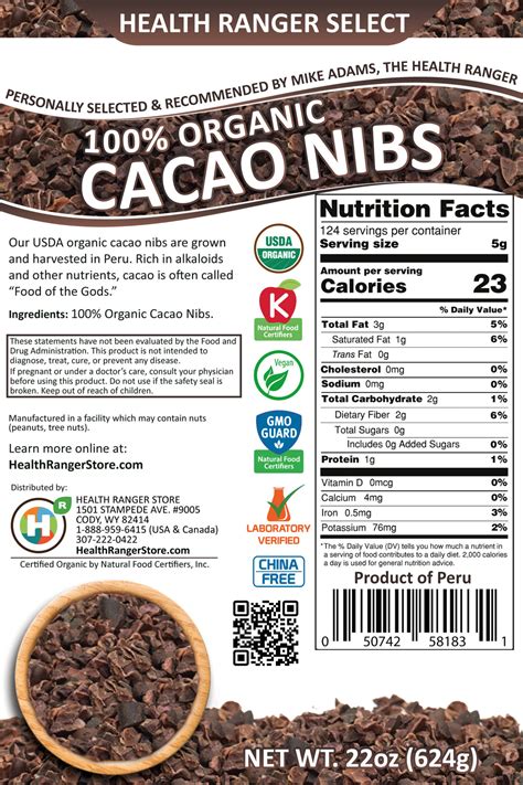 Cacao Nibs - calories, carbs, nutrition