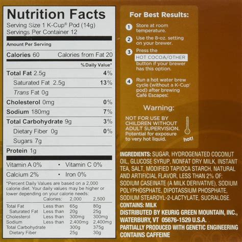 Cafe Escapes Chai Latte - calories, carbs, nutrition