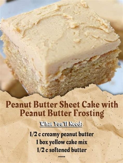 Cake Yellow Peanut Butter Icing FSP SLC=8x8 - calories, carbs, nutrition