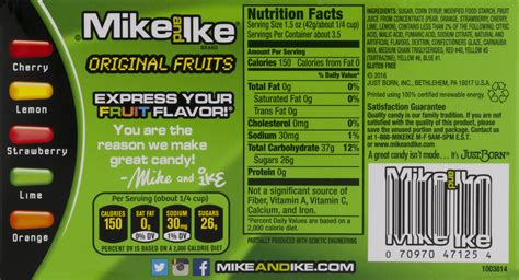 Candy, Original Fruits, Mike Ike - calories, carbs, nutrition