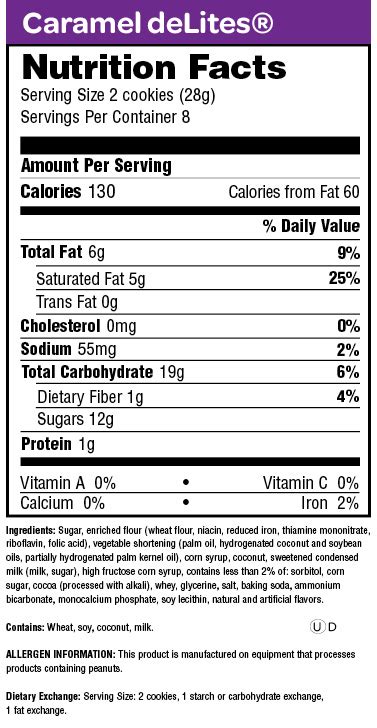 Caramel Delights - calories, carbs, nutrition