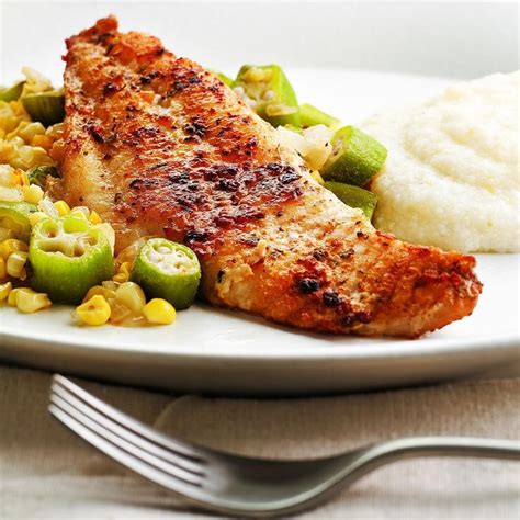 Catfish with Lemon Butter Okra Stew - calories, carbs, nutrition