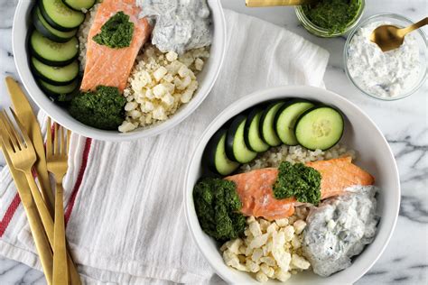 Cauliflower Rice Bowl with Orange Cilantro Salmon - calories, carbs, nutrition