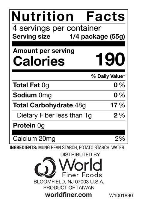 Cellophane Noodle - calories, carbs, nutrition