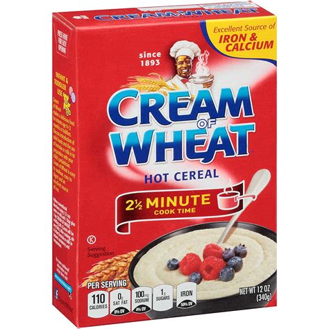 Cereals, CREAM OF WHEAT, 1 minute cook time, cooked with water, stove-top, without salt - calories, carbs, nutrition