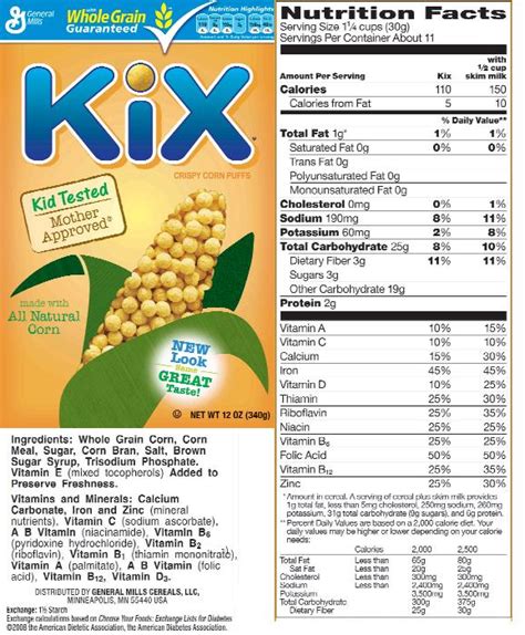 Cereals ready-to-eat, GENERAL MILLS, KIX - calories, carbs, nutrition